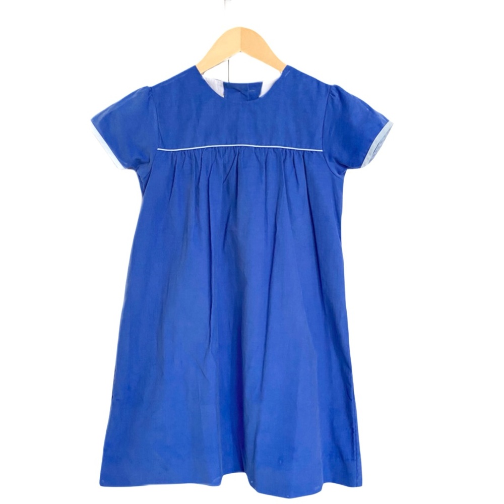 TBBC Short Sleeve McFerran Frock Corduroy in Barbados Blue Girls Size 10